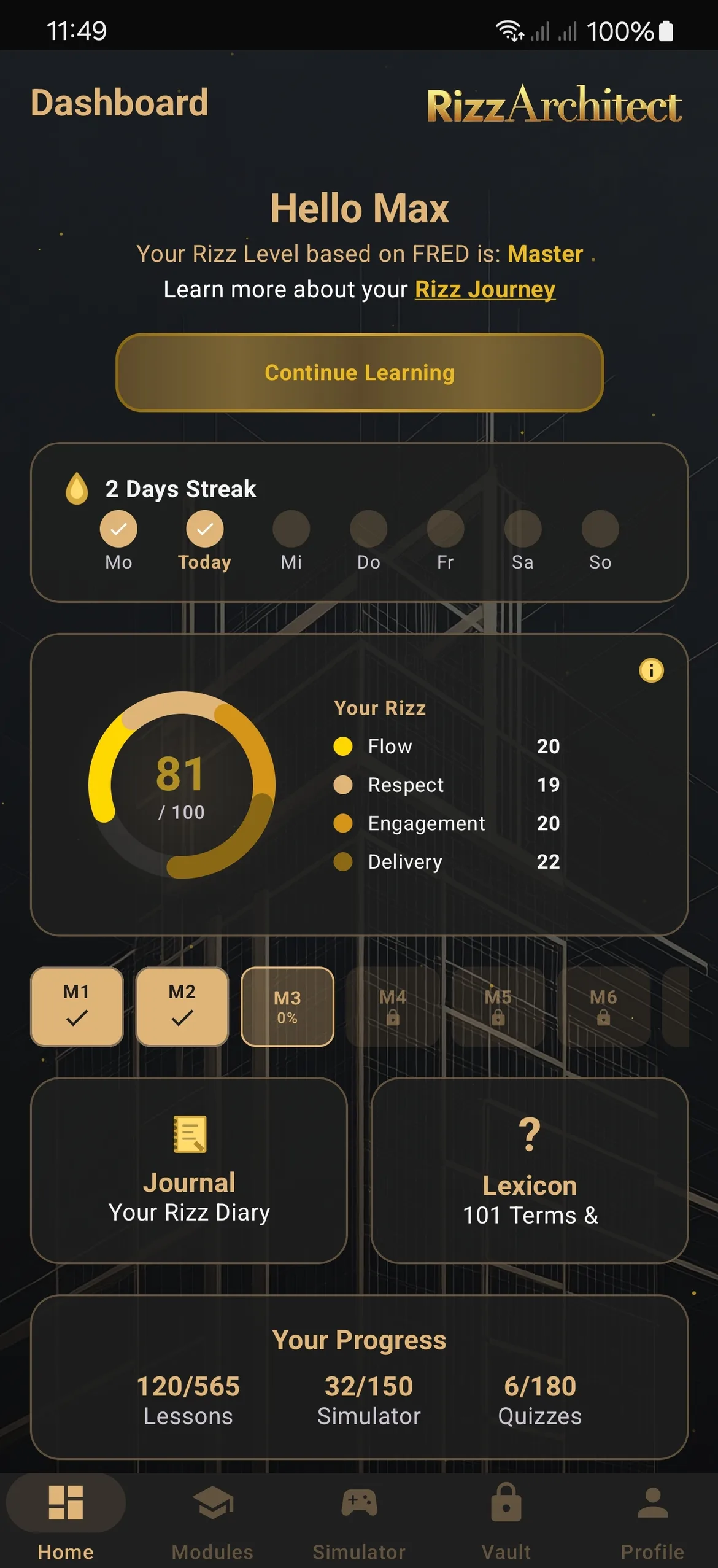 RizzArchitect dashboard with FRED