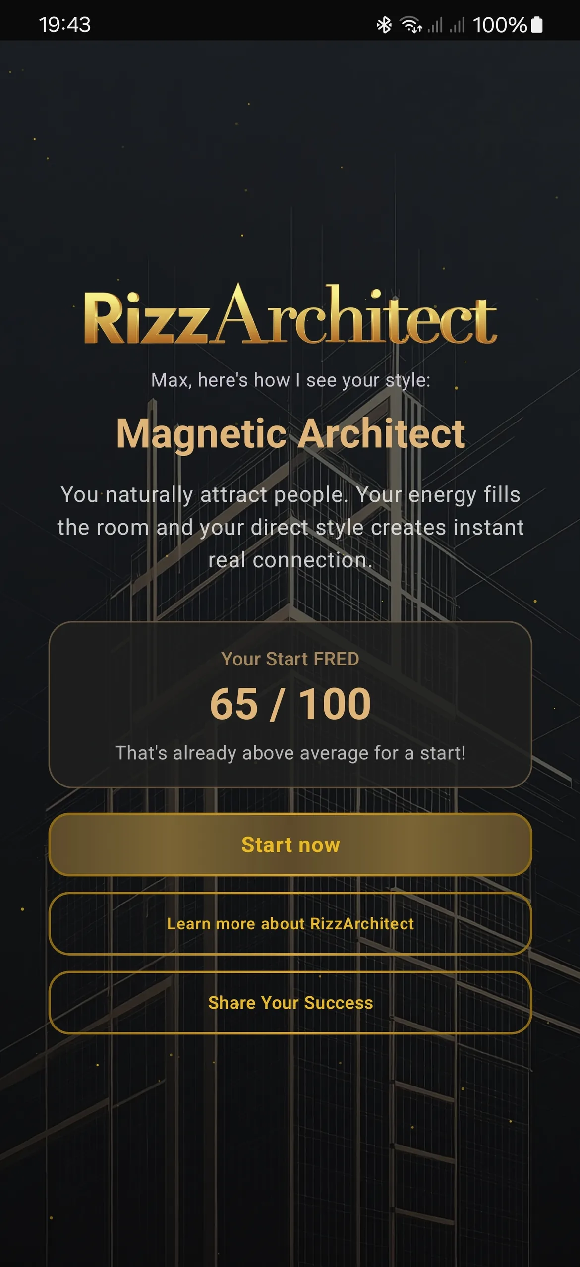 Your archetype profile in the app