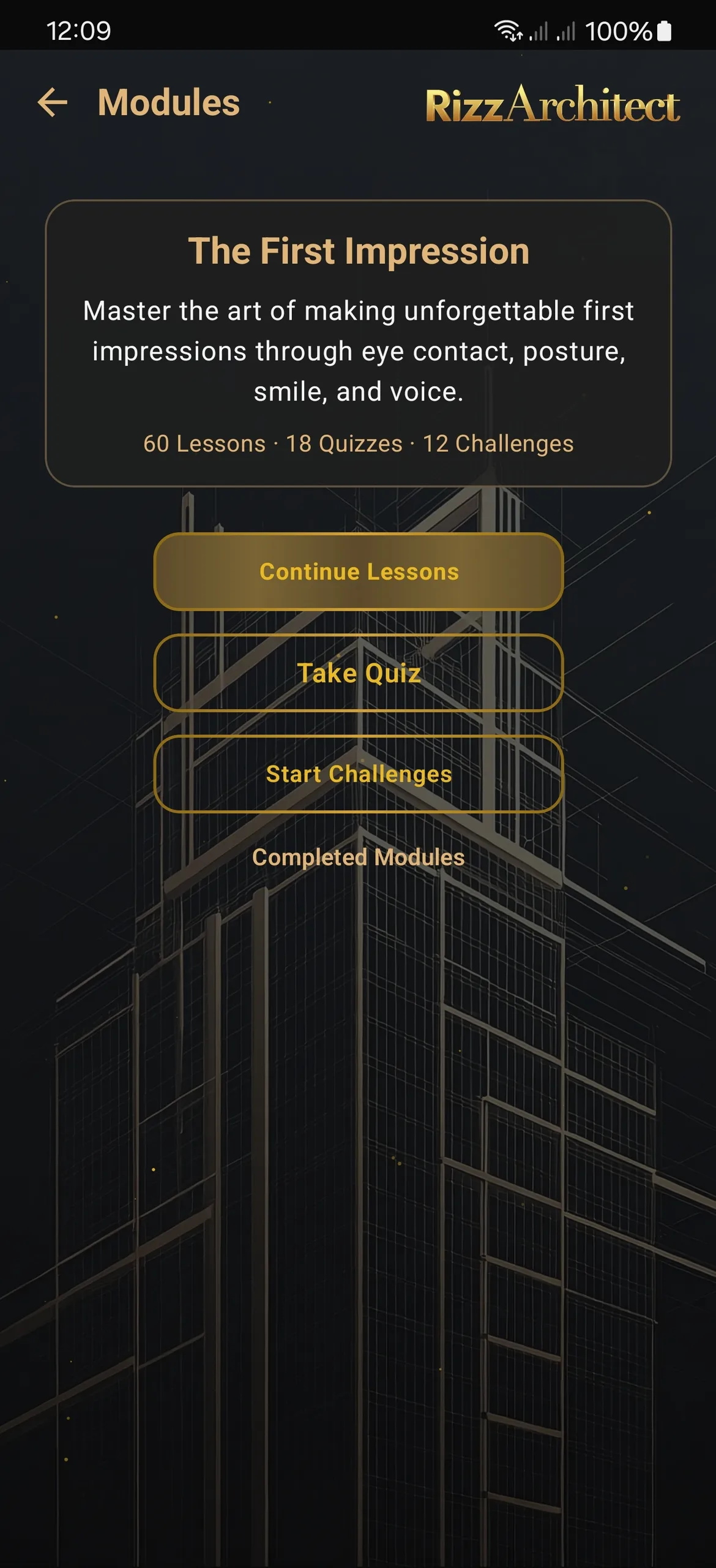 Lesson list inside a module